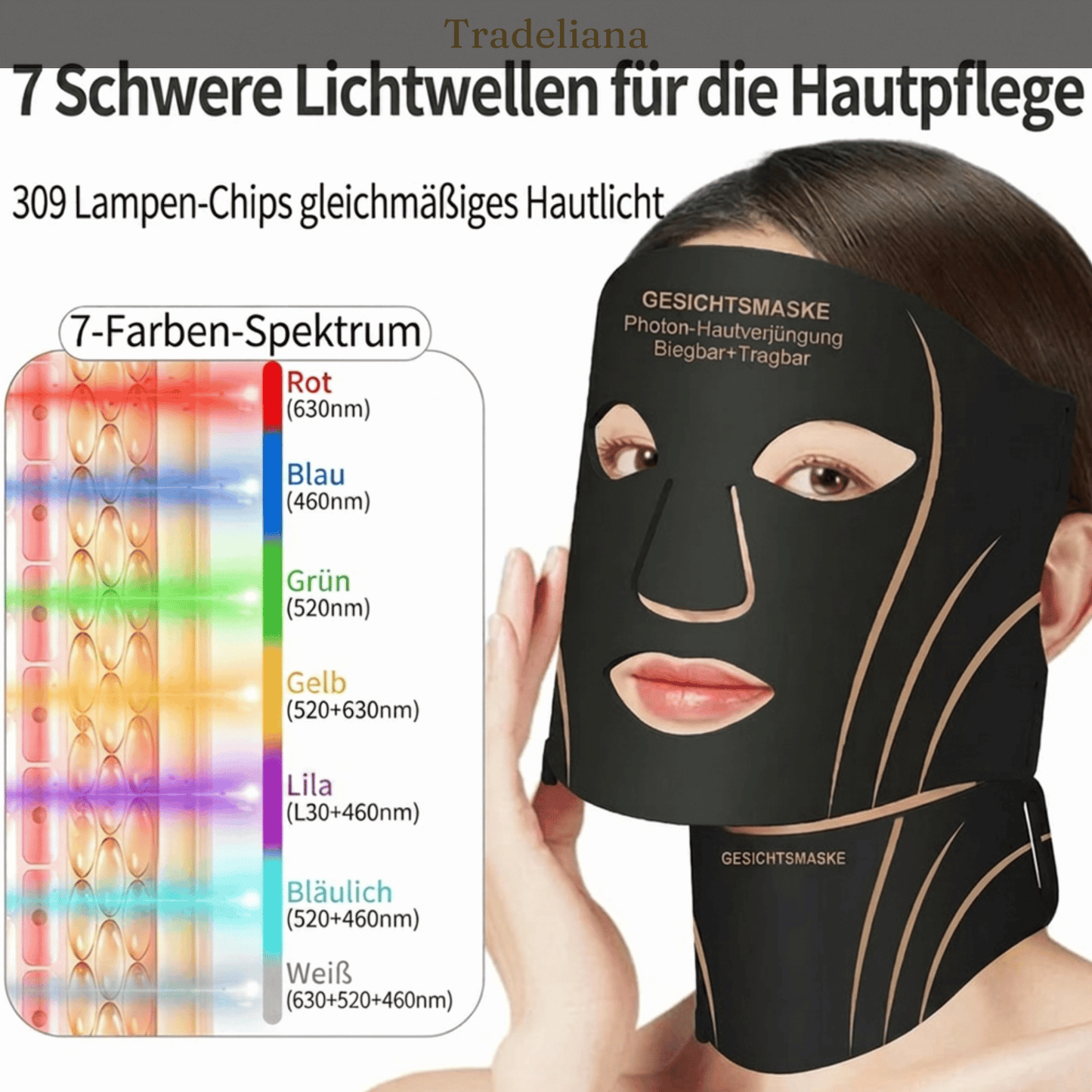 LED Gesichtsmaske PRO – Professionelle LED-Lichttherapie für Zuhause