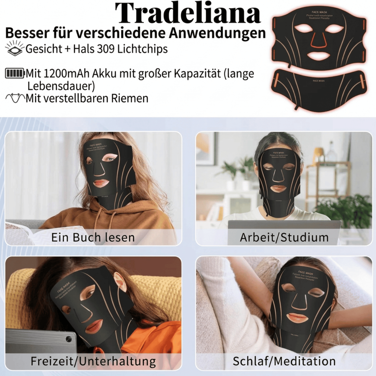 LED Gesichtsmaske PRO – Professionelle LED-Lichttherapie für Zuhause
